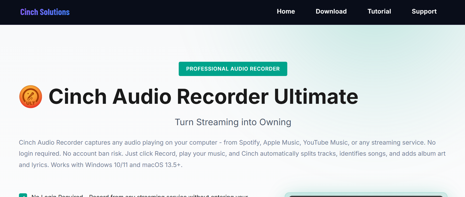 Cinch Audio Recorder simple interface