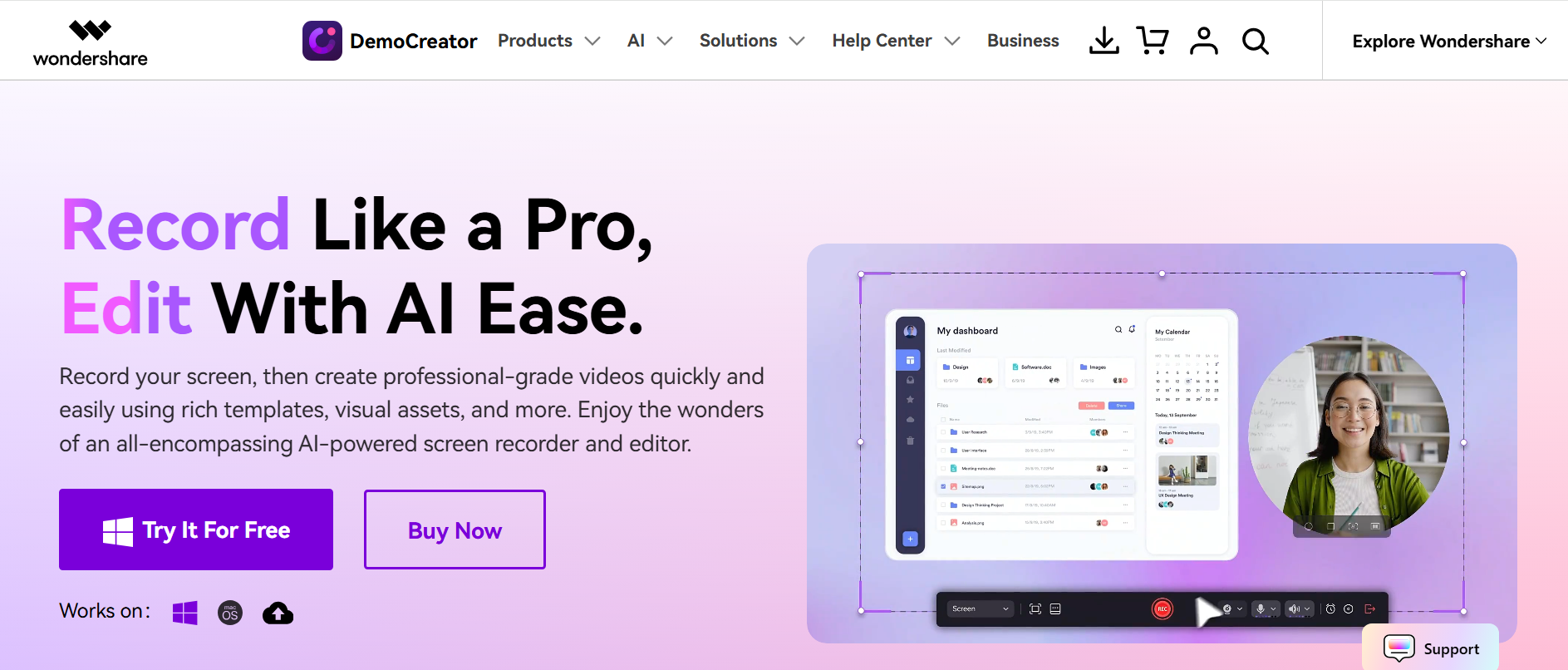 Wondershare DemoCreator screen audio recording