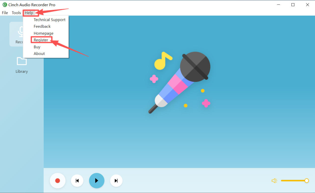Menu d'enregistrement
