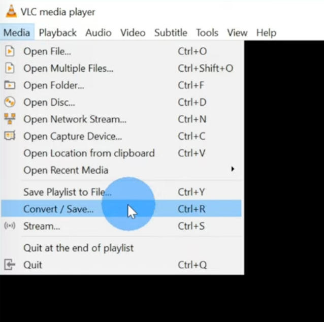 Fenêtre de sélection de média VLC