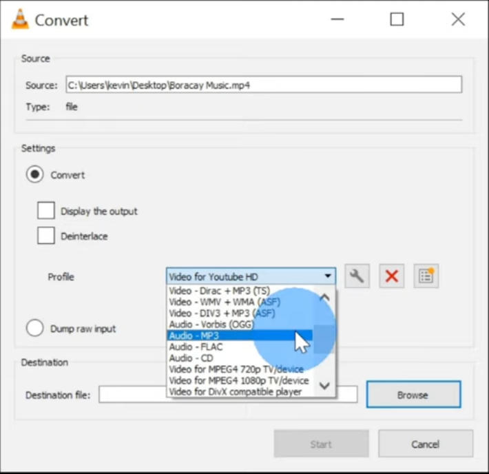 Progression de la conversion VLC